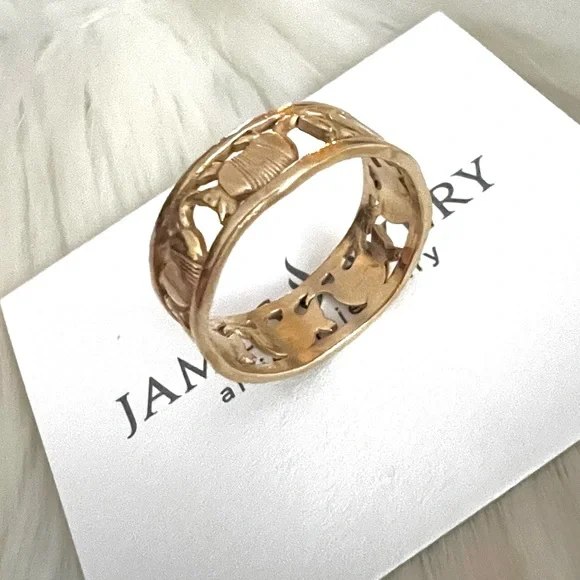 14k gold RARE Armadillo wide band ring